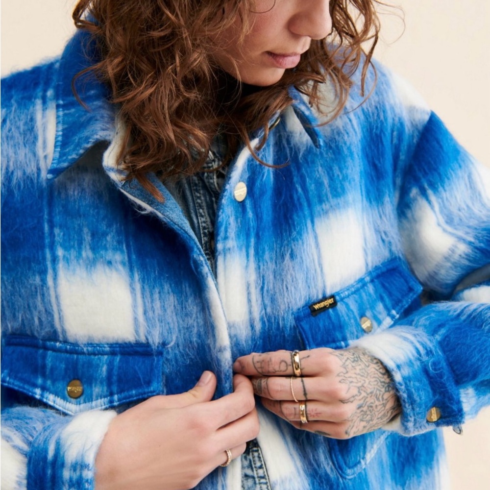 Free People x Wrangler Plush Wool Shirt Jacket - Picture 2 of 4
